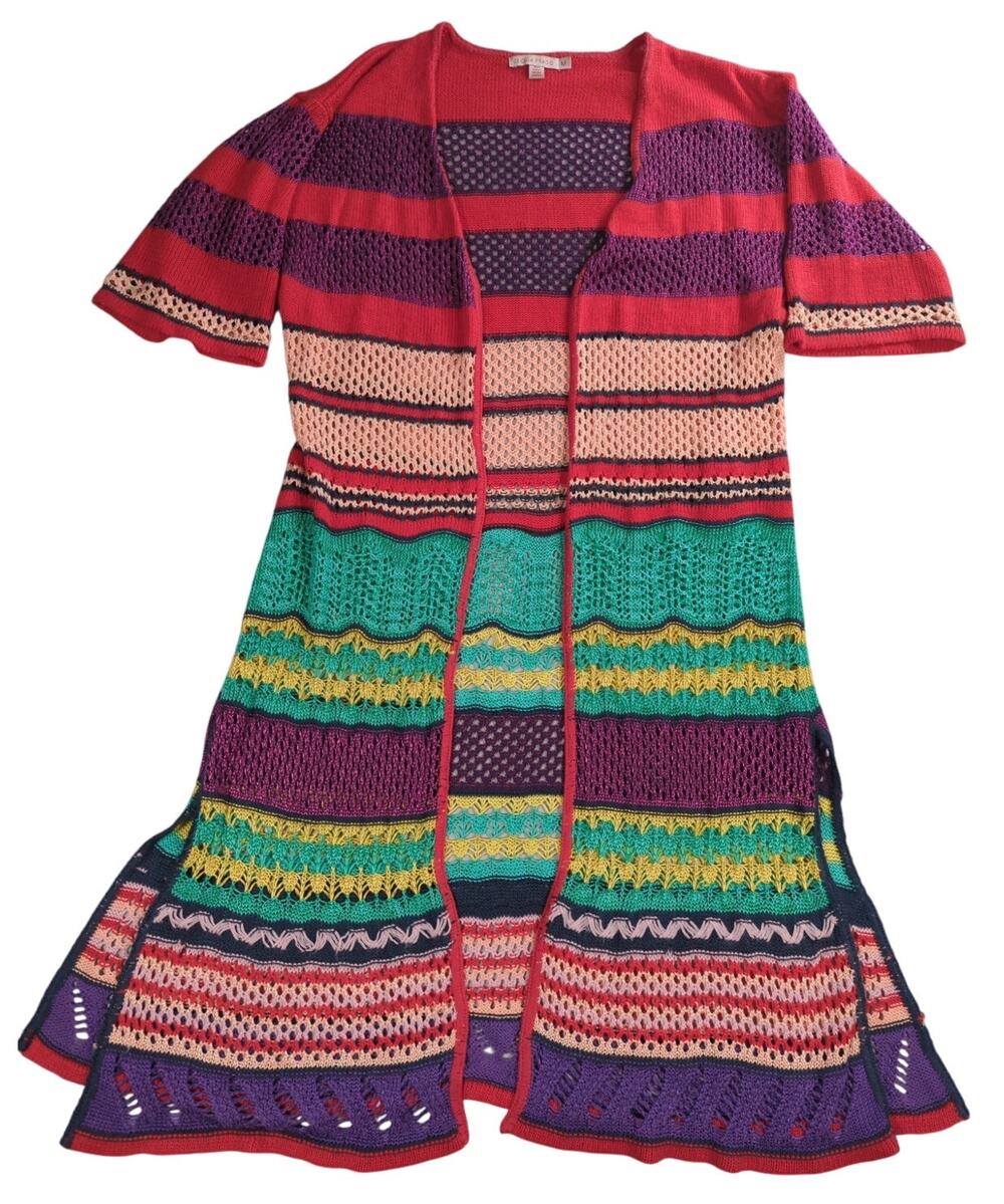 Cecilia Prado Cardigan Womens M Multicolor Knit Open Front Duster Brazil